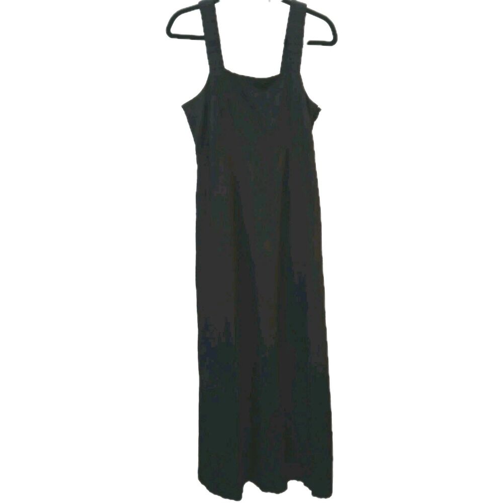 Pact Canopy Linen Blend Tank Dress Size Medium Maxi Black Cotton Minimalist